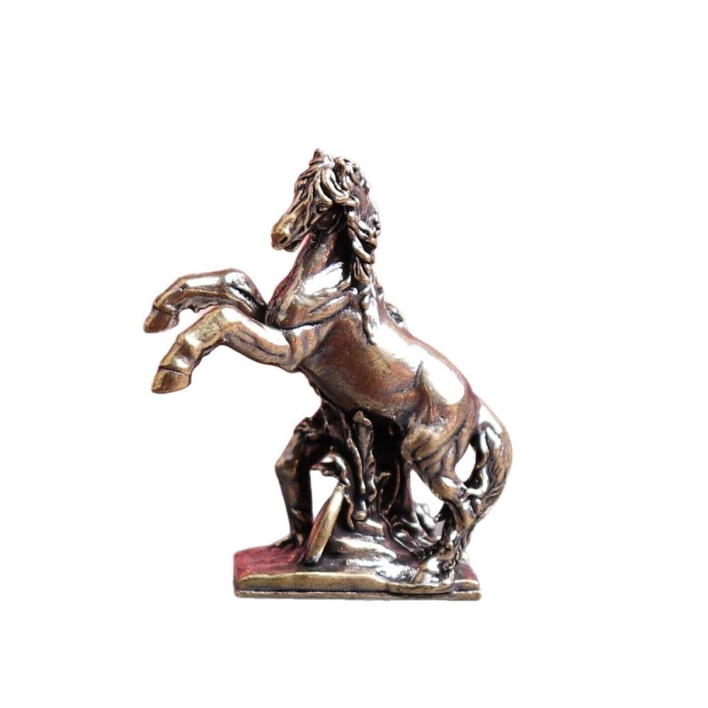 Huffa Horsetraining Vintage Brass Horse Taming Set Antique Desktop Tea Pet Copper Ornament