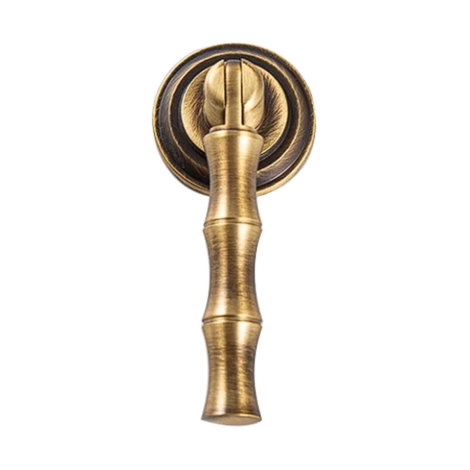 Chenhoju Bronze Brass Bamboo Joint Cabinet Pulls Retro Style, Single Hole Fixing, Antique Or Brass Finish For Drawers, Wardrobes Cabinet Pulls(,71Mm)