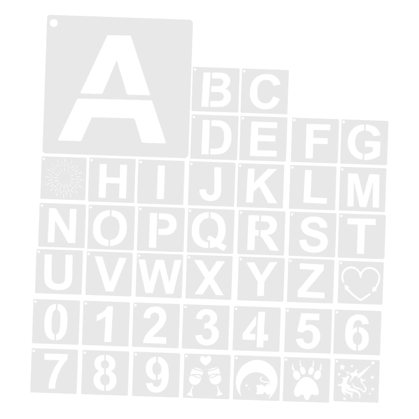 SHINEOFI 126pezzi Stencil Per Pittura Lettere Numeri e Modelli Per Creazioni Fai Te Per Decorazioni Di Diari e Scrapbooking