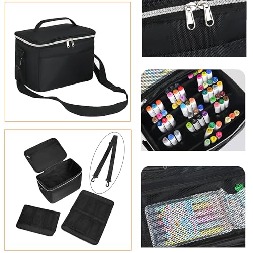 Image of Marker Case, 120 Slots Black Alcohol Marker Case Markers Carrying Bag Holder for Art Sketch Marker, Permanent Paint Marker, Dry Erase Marker, Repair Marker Pen, Color Highlighte Art Supplies
