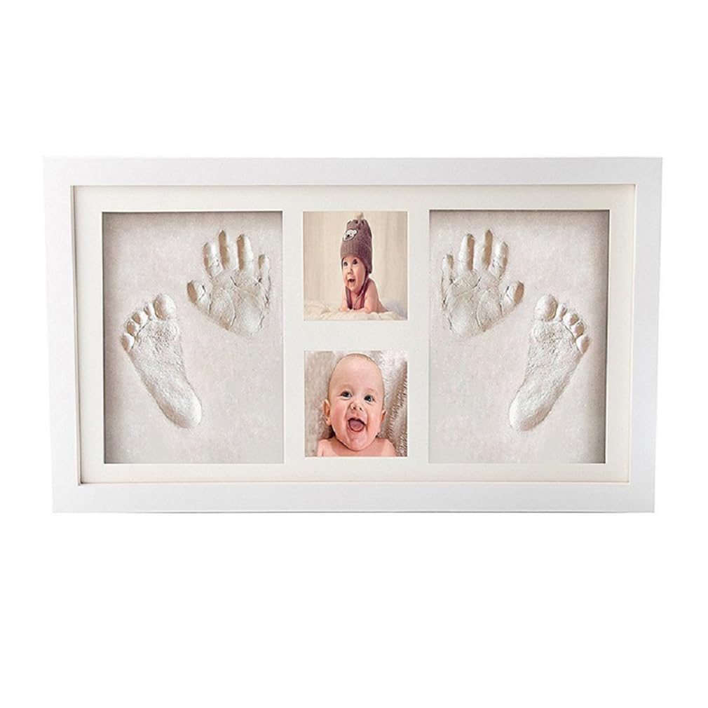 Fotoalbum Baby - Bilderrahmen mit Gipsabdruck,Bilderrahmen Abdruckset Handabdruck Und Fußabdruck,Baby Andenken Fotos Rahmen Set