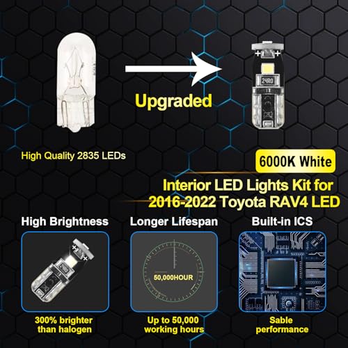 Kit 8 Lámparas LED Interior para Toyota RAV4 2016-2022 miniatura 3