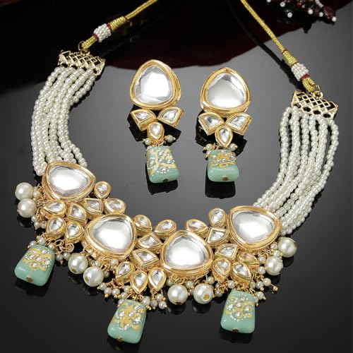 Image of Karatcart Polki Kundan Jewellery Set for Women