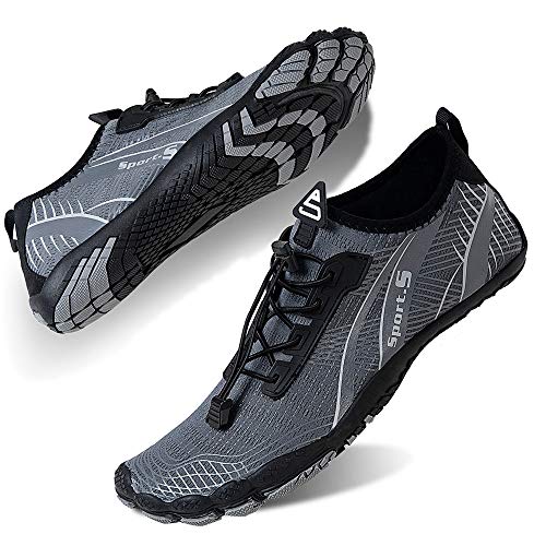 Water Shoes For Men And Women Barefoot Quick-Dry Aqua Sock Outdoor Athletic Sport Shoes For Kayaking, Boating, Hiking, Surfing, Walking (M-Gray, 44) #TOP3