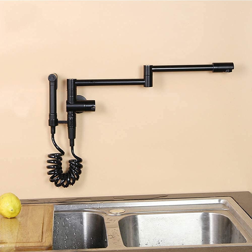 grifo montado en la pared fregona grifo de la piscina fuera de la pared alargar la piscina de lavandería puede girar doblar grifo telescópico a prueba de salpicaduras/negro Present