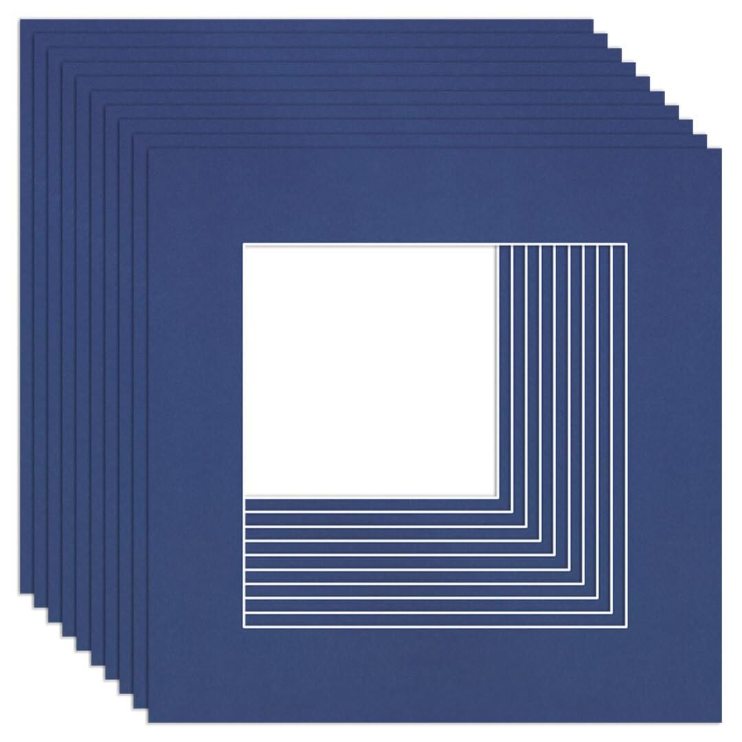 Procut Global 6x6" Blue Picture Mounts to Fit 4x4" Aperture - Precision Cut Cardboard Photo Mount - Ideal for Frames, Prints, Artwork & Certificates - Sizes & Colours Available - 10 Pack โ image 1
