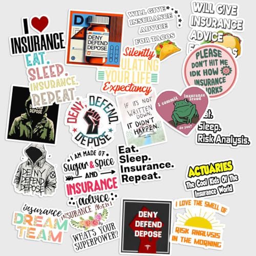 Sticker Pack 20 Insurance Professional Vinyl Sticker, Risk Protection Career Decal for Laptop