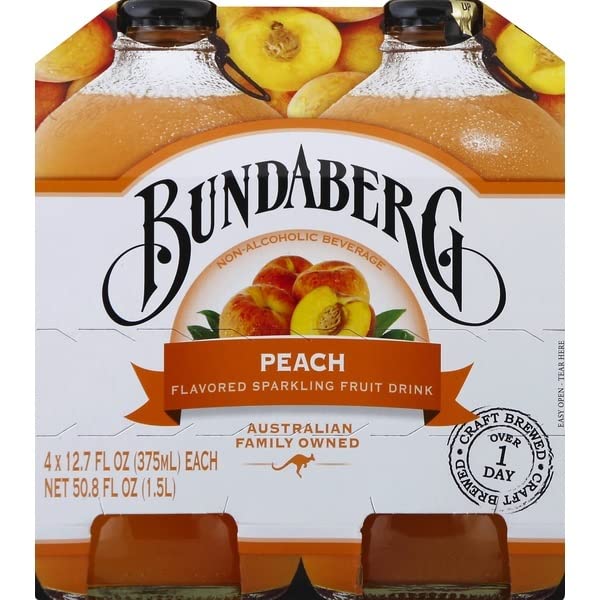 Bundaberg, 4 Pack Peach Soda +CRV, 50.72 Fl Oz