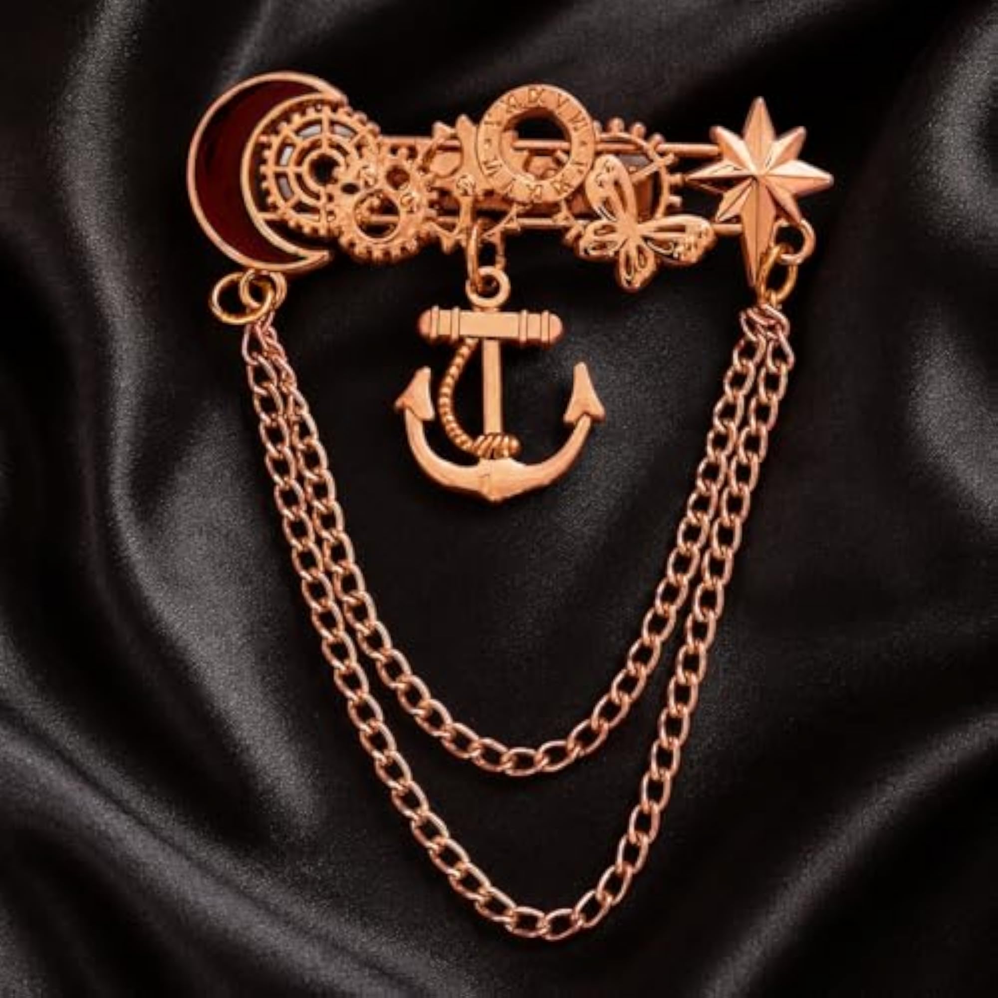 Men's Anchor Wheel Nautical Lapel Pin Badge
