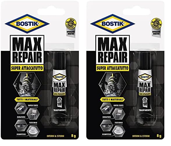 BOSTIK Max Repair adesivo di riparazione super forte, flessibile, per incollaggi estremi 8g trasparente (Confezione da 2)