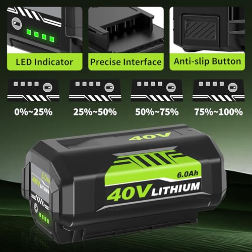 Image of 2Pack Upgraded 6000mAh High Capacity Replacement for Ryobi 40V Battery OP40601 OP40602 OP40261 OP4050 OP40404 OP4075A Compatible with Ryobi 40Volt Lithium ion Battery Power Tools