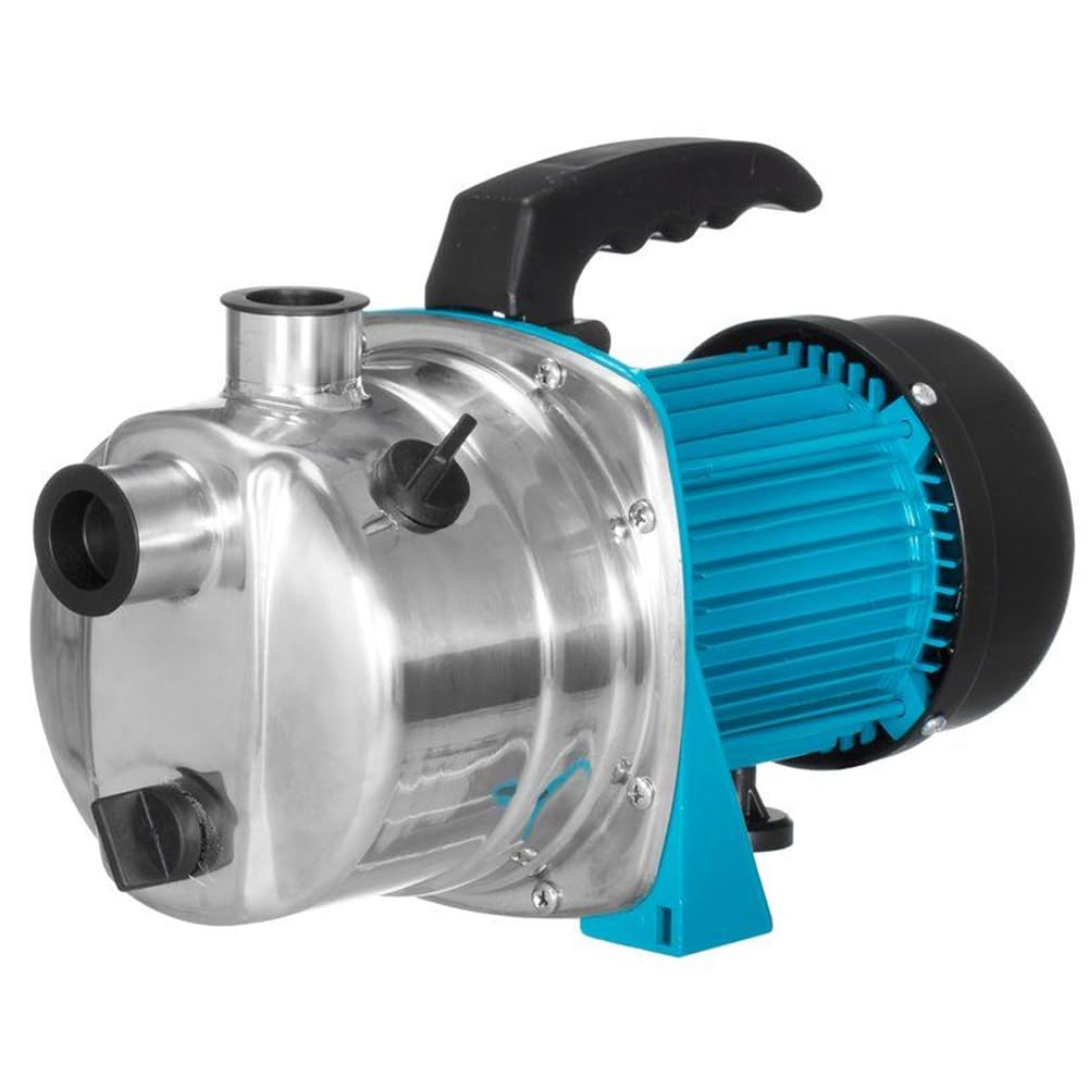 BAKAJI Pompa da Giardino in Acciaio Inox per Irrigazione, Potenza 800 Watt, Portata Massima 3200 l/h, Elettropompa Pressione Massima 4 bar e Cavo da 1.2 Metri, Ideale per Pozzi, Serbatoi, Irrigare