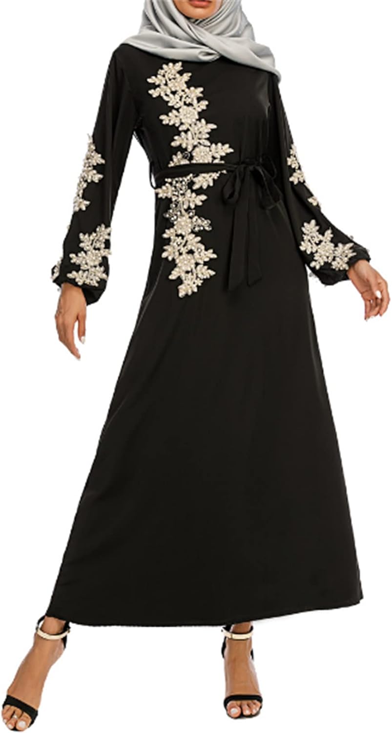 2026 kaftan moslim gebedskleding dames moslim lange mouwen abaya vrijetijdsjurk met knoopsluiting, Dubai-outfits, zwart, S