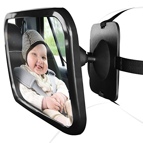HCMAX Espejo Retrovisor Coche para Vigilar al Bebé en el Coche, 360° Ajustable Irrompible Interior Espejo Coche Bebé, para Los Asientos de Niños Orientados hacia Atrás,100% Inastillable