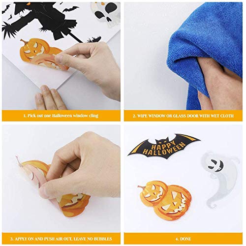 ONDY Halloween Window Clings Decorations Stickers, Halloween Decals for Windows Glass Walls, Party Ornaments Static Stickers (Halloween 1)