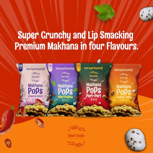 Image of Khari Foods Premium Flavoured Makhana 25g, Crunchy & Roasted Makhana Pops, Protein Source, Fibre Rich, No Palm Oil, Gluten Free (Tandoori Tadka)