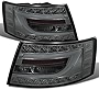 AKKON - For 05-08 Audi A6/S6 (C6/4F) Smoked Lens LED light Tube Bar Tail Lights Rear Brake Lamps Left+Right Pair