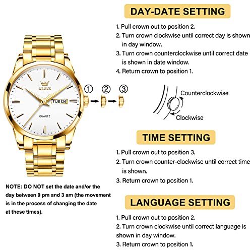 OLEVS Men's Luxury Stainless Steel Watch, Big Face Gold Silver Two Tone Analog Quartz Dress Watch for Men, Casual Easy to Read Waterproof Luminous Day Date Men Wrist Watch - Image 7