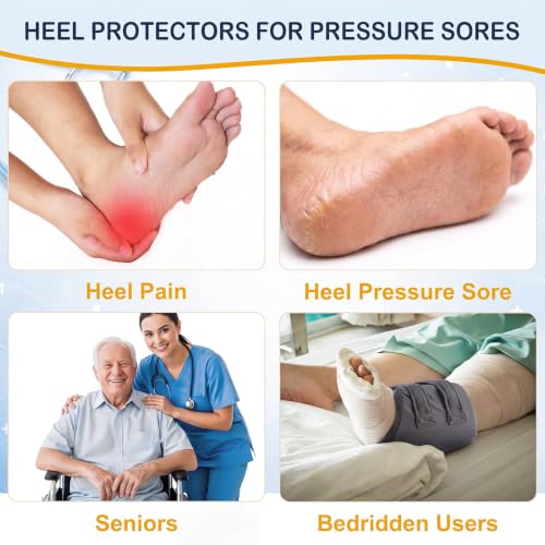 Image of Novabright 2 Pcs 3D Heel Protectors Foot Wedge Pillows Support Boot Bed Sore Pillow for Pressure Sores Bedridden Patients Relief Pressure Ankle Ulcers (Gray)