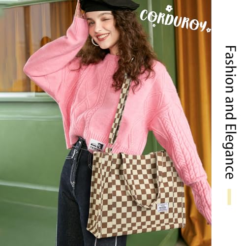 Image of Corduroy Tote Bag for Women Small Satchel Bag Mini Tote Bag Aesthetic Crossbody Handbag - School Work Travel Shopping