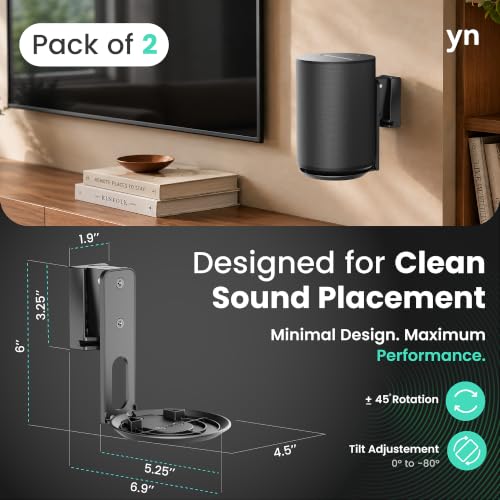 Image of ynVISION.DESIGN Speaker Wall Mount for Sonos ERA 100 /100 SL, Black, 2-Pack