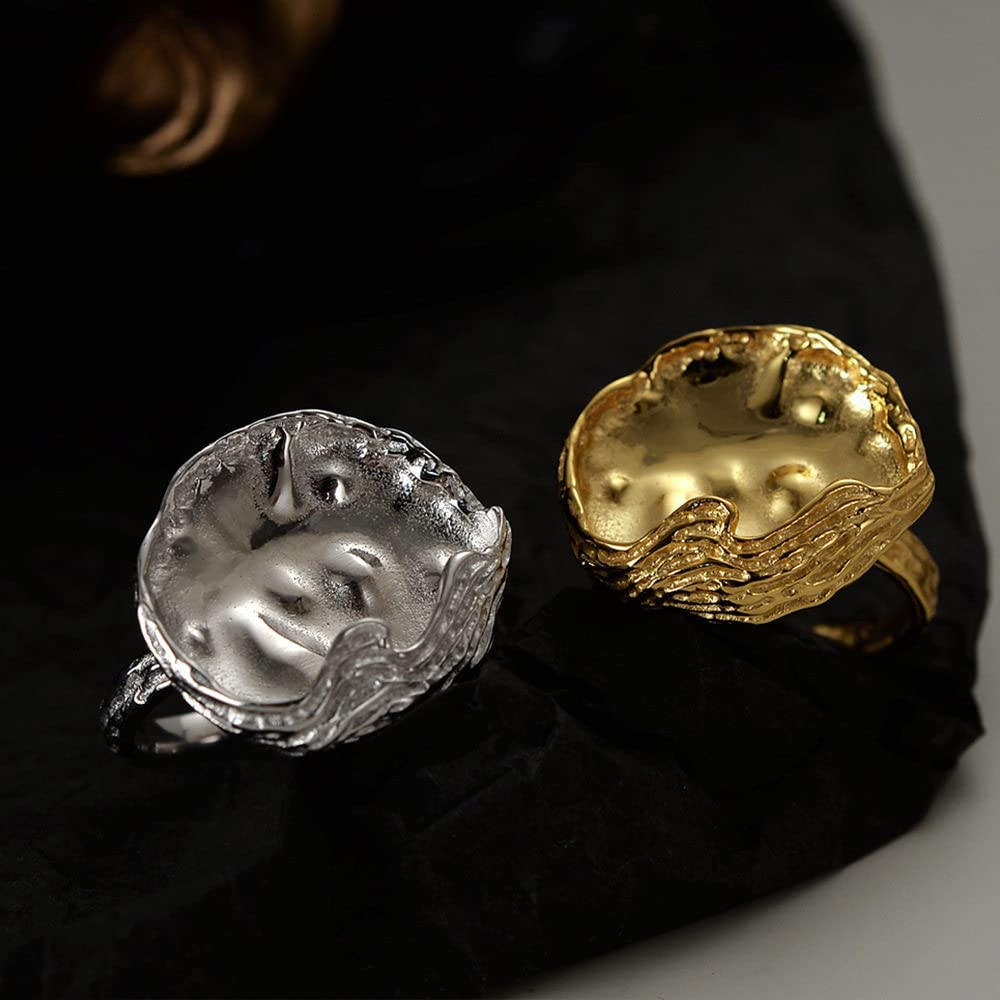 HGJH Anello in Argento Sterling 925,Anelli Regolabili per Donna Rotondo Martello Design Argento 925 Anello Solido Anelli Eternity FEDI Nuziali Placcate Oro Anelli di Promessa per Ragazze Signore