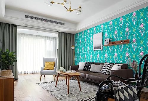 Image of NANA's Collections Green Floral Bundle Design Wallpaper - Self-Adhesive Waterproof Peel & Stick Wall Paper for Living Room, Bedroom, Kitchen - 45cm x 200cm Roll