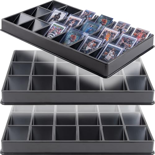 SellCCG (3 Pack 18-Slot Toploder Trading Card Sorting Tray - Improved Design Compatible with Top Loaders One Touch & Sleeved Cards
