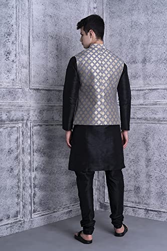 Image of Uri and MacKenzie Men's Silk Blend Kurta Pajama with Designer Ethnic Nehru Jacket /Modi Jacket