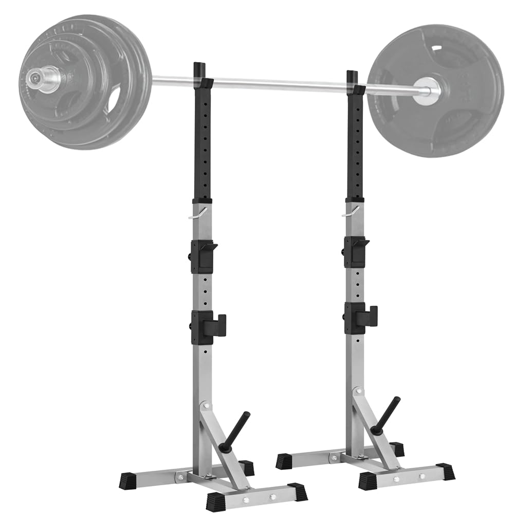 Yaheetech Soporte para Barra de Pesas Soporte de Sentadillas Musculacion | Rack Barra Levantamiento, Ajustable Altura, Carga Máxima 300 kg, para Gimnasio