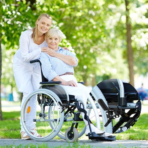 Image of DaisyInner 2 Pcs Heavy Duty Wheelchair Brakes Wheel Locks Wheelchair Parts Mount Bolt on Style for 7 /8 Inch Tubing Universal Wheel Lock Brake Assembly Medical Transport Chair Brake Side (Black)