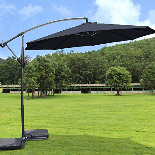 Greenbay Outdoor 3m Black Cantilevered Garden Parasol Large Hanging Banana Umbrella with Crank Mechanism