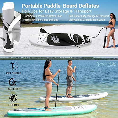 Serenelife Inflatable Stand Up Paddle Board (6 Inches Thick) With Premium Sup Accessories & Carry Bag | Wide Stance, Bottom Fin For Paddling, Surf Control, Non-Slip Deck | Youth & Adult Standing Boat #TOP3