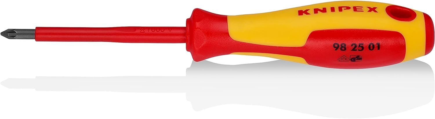 Knipex Pozidriv Insulated Screwdriver, PZ1 Tip, 80 mm Blade, VDE/1000V, 187 mm Overall