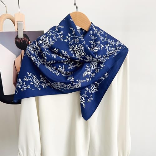 Image of Printed Poly Silken feel Scarf Stole for Women | Stylish, Soft, & Lightweight | Satin Feel Neck Scarf, Hair Scarf, Head Scarf for Women | Square Silk Stole for Handbag