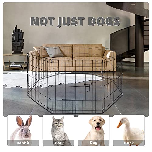 Foldable Metal Exercise Pet Play Pen with Door for Dogs 30inch Tall  Cucciolini Doodles Foldable metal exercise pet play pen with door for dogs 30 inch tall   cucciolini doodles