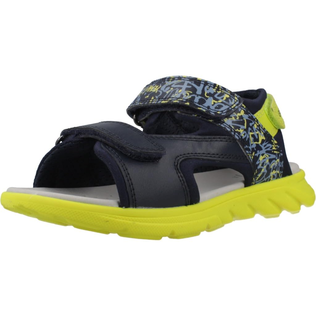 Geox Boys J Airadyum Bo Sandal, Navy Lime, 11 UK Child