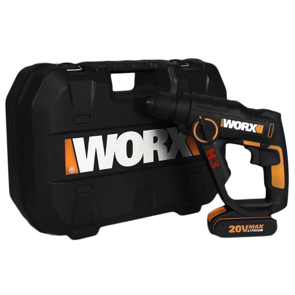 WORX WX390.1 H3 Martello Pneumatico, Trapano e Avvitatore 20V - 2 Batterie da 20V da 2,0Ah Li-Ion | Energia d’impatto 1,2 J e meccanismo pneumatico, per avvitare, forare e forare a percussione