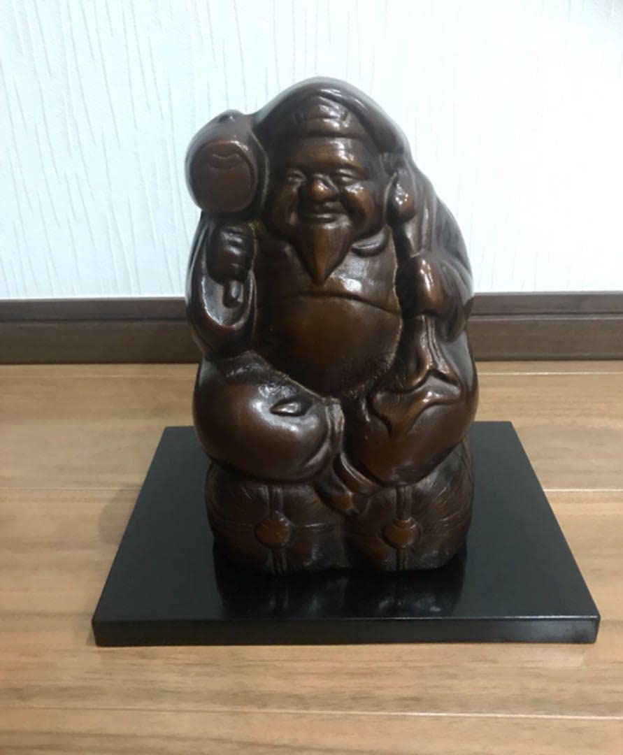 木製 福の神像 約60cm　大黒天　七福神アンティーク和室床間 Amazon.co.jp: 七福神 置物 大黒天 大黒様 立像 桧木製高級