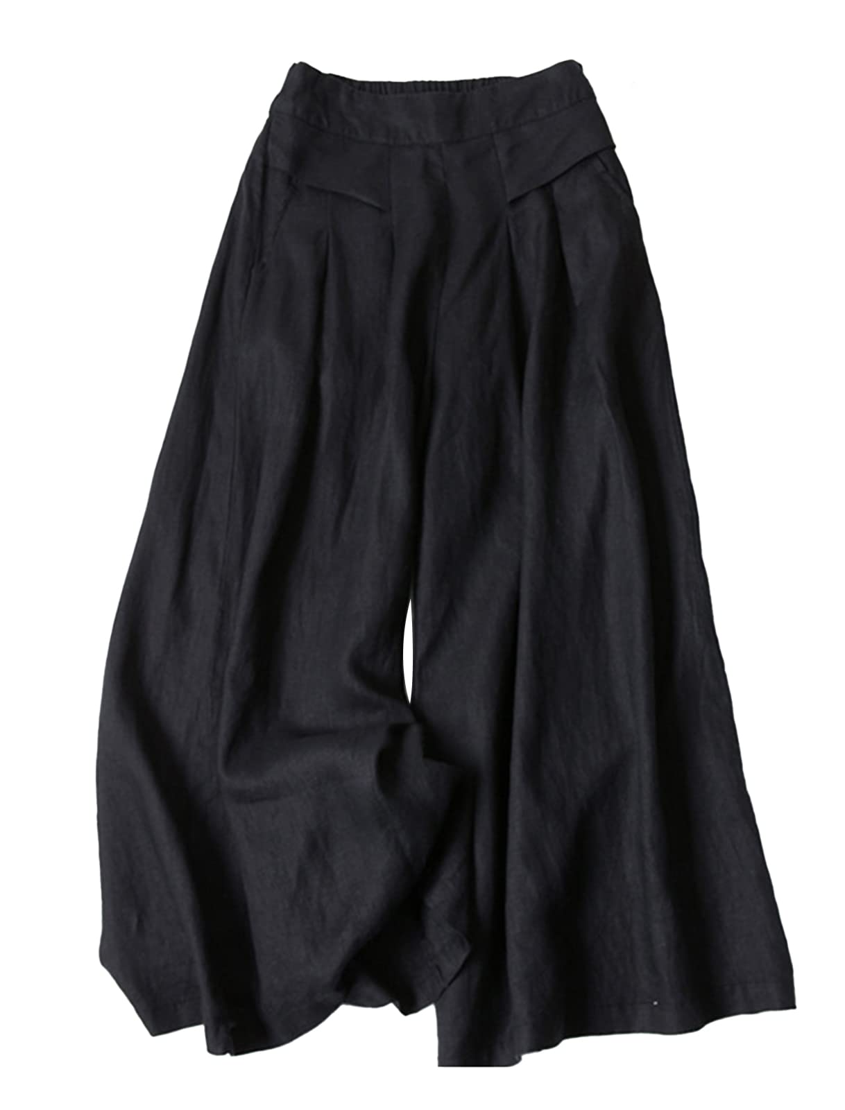 FEOYA Jupe Pantalon Femme Fluide Eté Sarouel Jupe Culotte Taille Elastique Pantalon Ample Large