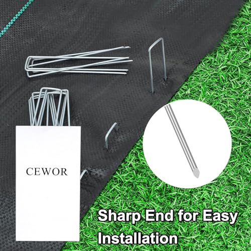CEWOR Landscape Staples 50 Pack 6 Inches 11 Gauge Stakes, Galvanized Garden Stakes Landscaping Staples and SOD Pins Lawn Stakes for Weed Barrier Fabric