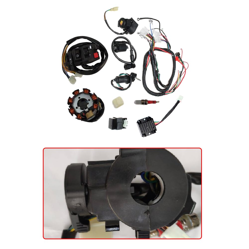 Mazo de cables eléctricos completo de la bobina del sistema de encendido del telar para 150cc 200cc 250cc Quad Bike Pit Bike Dune Buggy, arnés de cableado CDI Kit de encendido