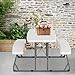 Peakform 37.8 Inch Rectangular Folding Picnic Table, Multipurpose Indoor Outdoor Durable Furniture with Double Bench Seating, White/Black