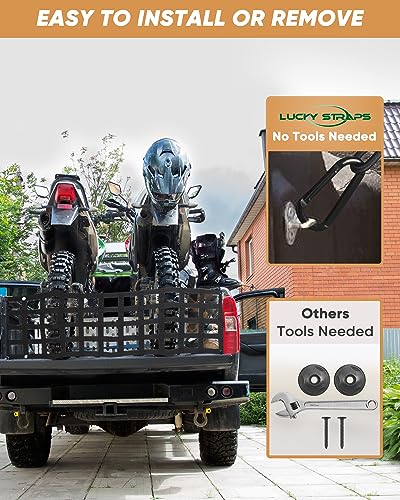 Image of LUCKY STRAPS Tailgate Net for Pickup Truck Bed, 50'' x 15'' Heavy Duty Tailgate Cargo Netting for Small & Mid-Size Truck, Easy-to-use Tailgate Net for Chevy, Ford, Toyota, GMC, Dodge RAM, Jeep (Black)