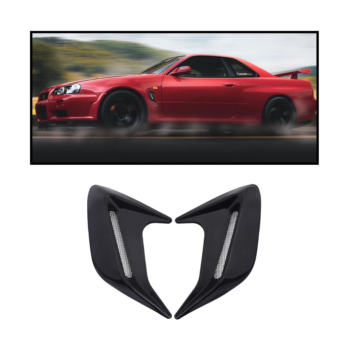 R-timer 2 Pcs Car Bonnet Hood Air Vent Scoop for Lexus NX 300h 2014-2021, Decorative Air Flow Intake Cover Exterior Styling Auto Body Accessories,Black