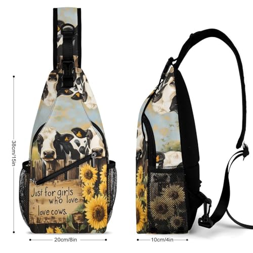 Sunflowers and Milk Cows Crossbody Sling Backpack Casual Chest Bag Fanny Pack for Women Men Travel Hiking2