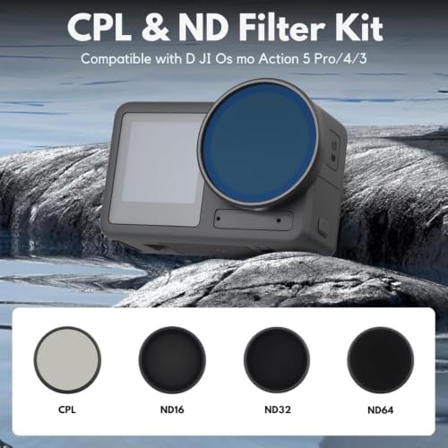 Image of Yantralay ND /CPL Filter Set Compatible with D JI Os mo Action 5 Pro / 4 /3 | Snap-On Design Lens Filters CPL ND16 ND32 ND64 | Os mo Action 5 Accessories
