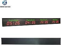 Vista 10 de LED World Clock, 4-City World time Zone Digital Multi time Zone Clock -12/24-hour Clock, Green