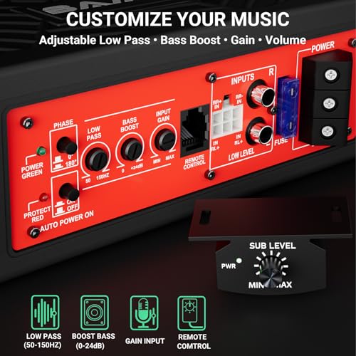 Image of Powered Underseat Subwoofer Amp - RGB, fits Car /Truck, 10 inch 1200W