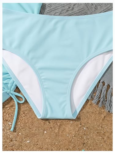 Image of RoseSeek Girl's 3 Piece Cute Bowknot Bathing Suit Halter Triangle High Waisted Swimsuit with Beach Cover Up Skirt
